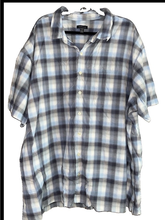 Van Heusen Other - Van Heusen Light Blue and White Plaid Button-Down Shirt 4XL